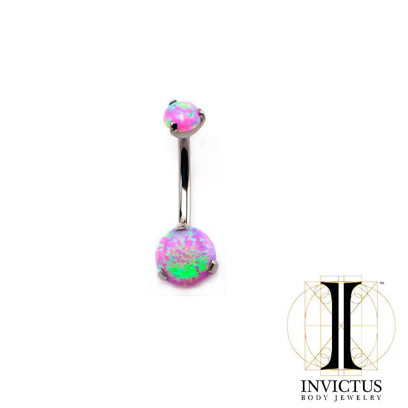Titanium Prong Set Double Synthetic Opal Navel Curves - REBELLIC