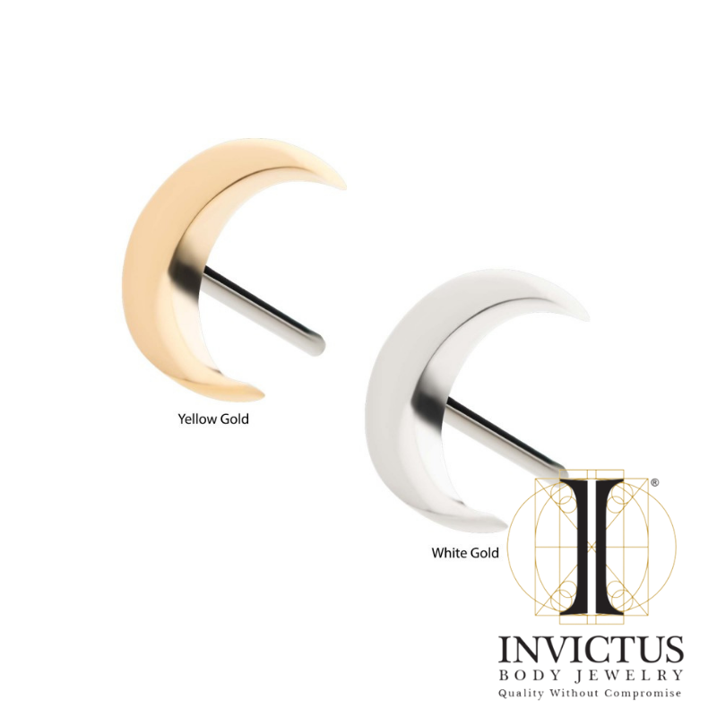 14Kt Gold Threadless Crescent Moon Ends