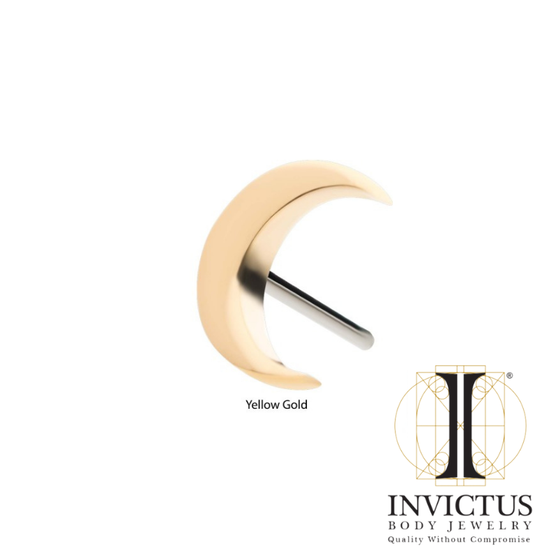14Kt Gold Threadless Crescent Moon Ends