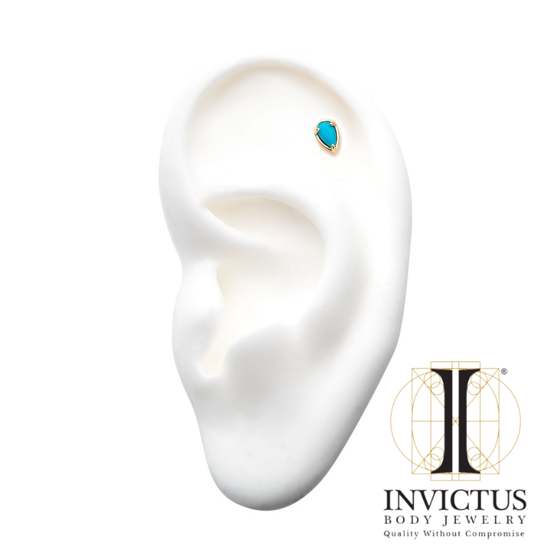 14Kt Gold Threadless Teardrop Ends