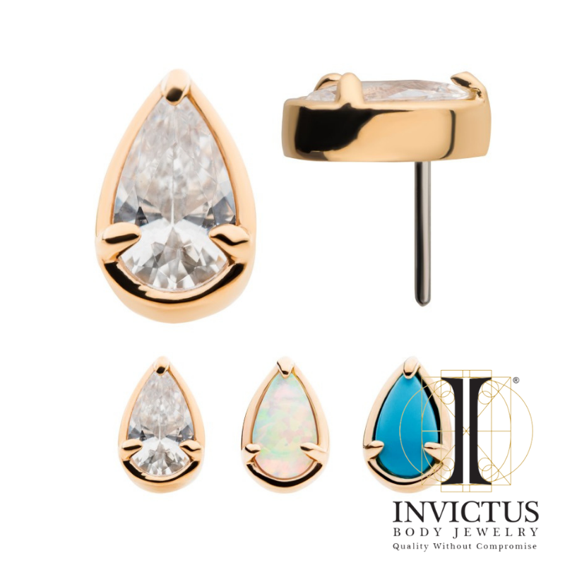 14Kt Gold Threadless Teardrop Ends