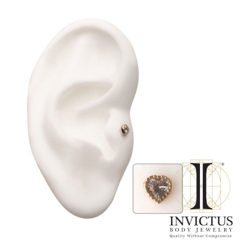 14Kt Yellow Gold Threadless Beads Heart Ends