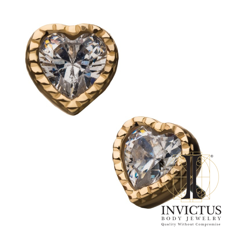 14Kt Yellow Gold Threadless Beads Heart Ends