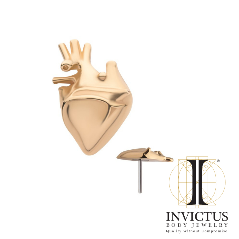 14Kt Yellow Gold Threadless Human Heart Ends