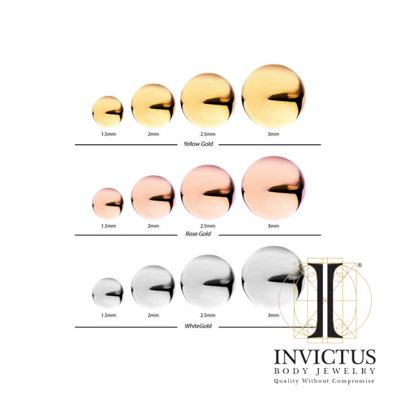 14Kt Gold Threadless Ball Ends