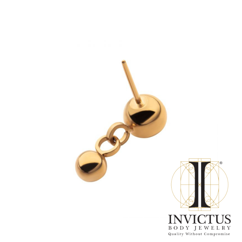 24Kt Gold PVD Titanium Threadless Double Bezel Dangle Ends