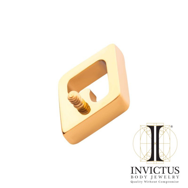 24Kt Gold PVD Titanium Diamond Shape Ends