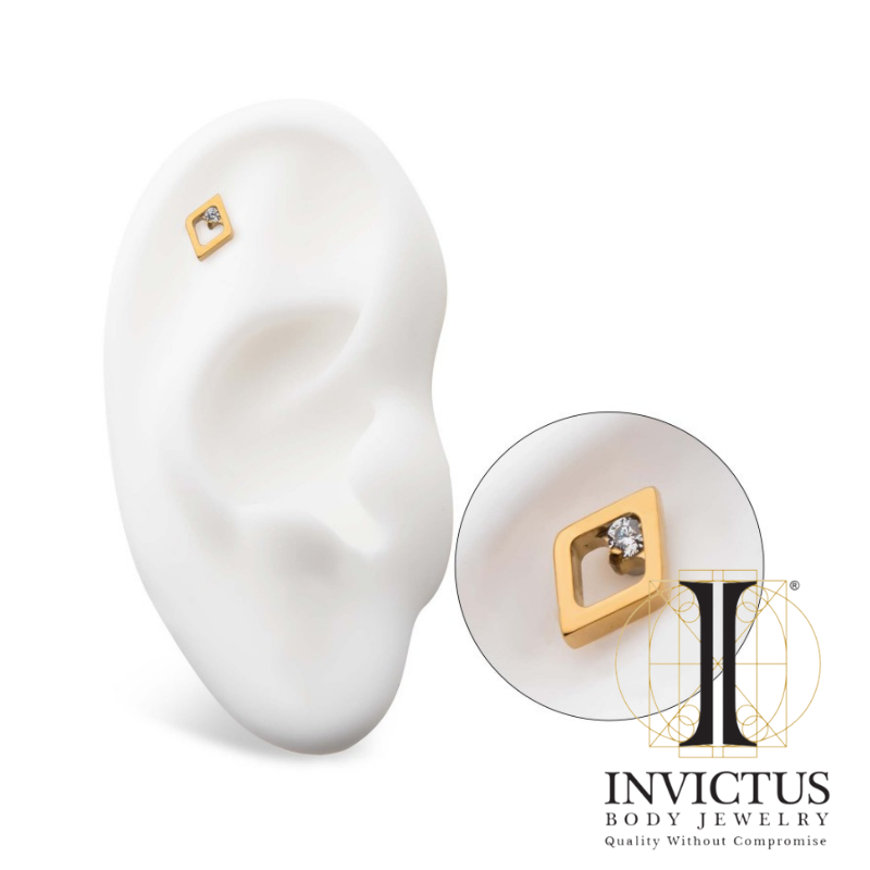 24Kt Gold PVD Titanium Diamond Shape Ends