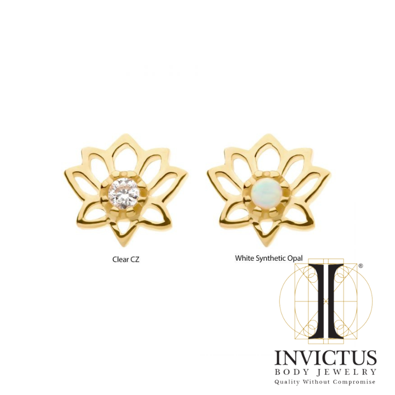 14kt Threadless Lotus Flower with CZ/ Opal
