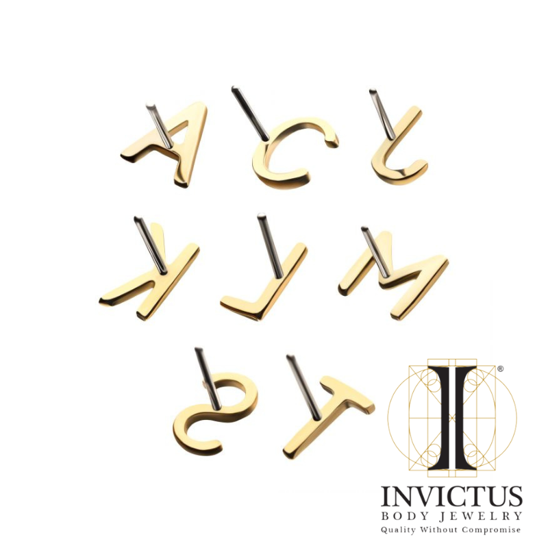 14Kt Gold Threadless Letter Initial Ends
