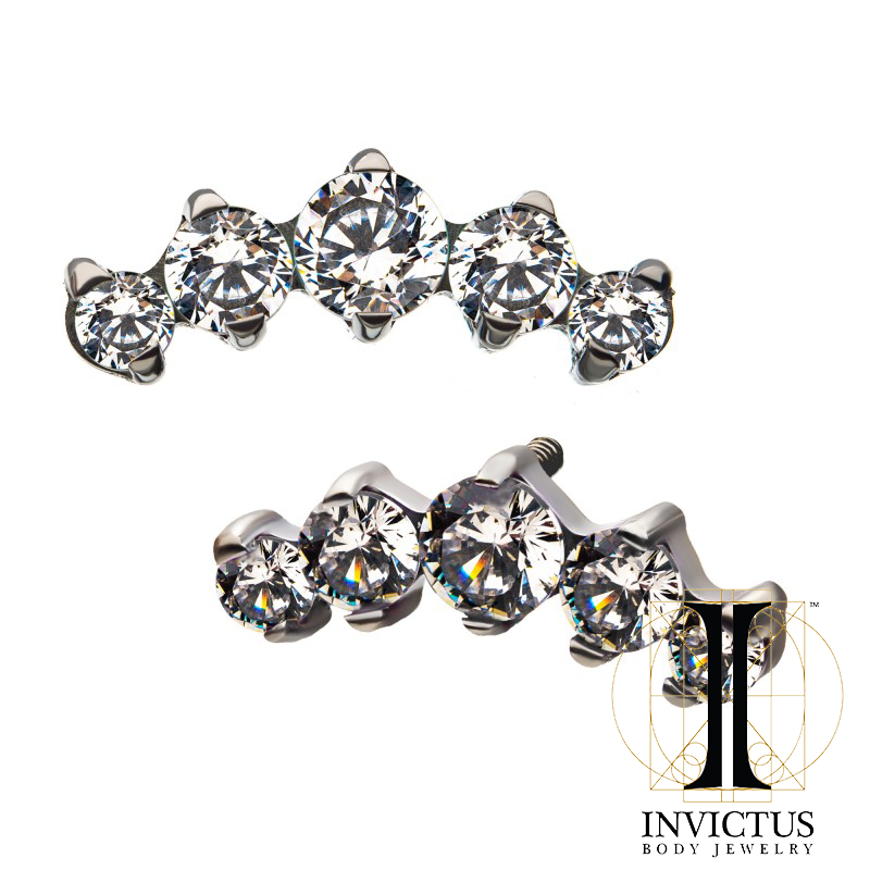 Titanium Internally Threaded 5-Prong Swarovski Crystals Cluster Ends - REBELLIC