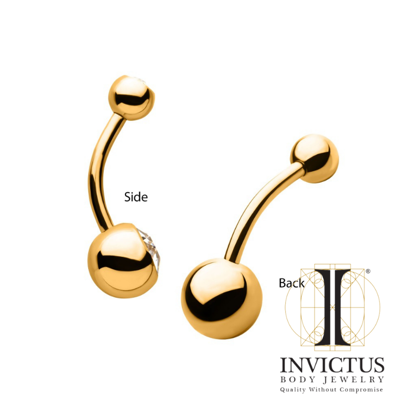 24Kt Gold PVD Titanium Internally Threaded navel jewelry