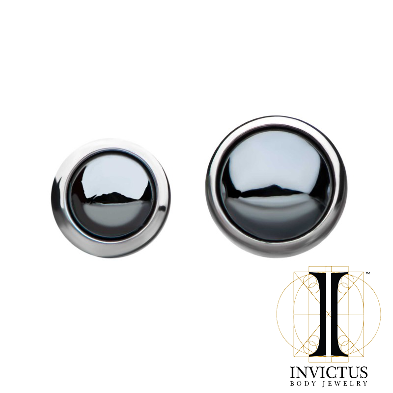 Titanium Threadless Hematite Gem Front Facing Top - REBELLIC