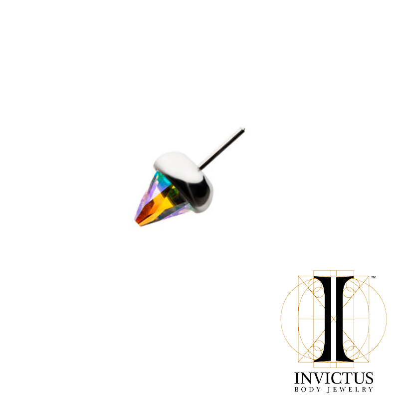 Titanium Threadless Swarovski Glass Bezel Set Cone Top - REBELLIC