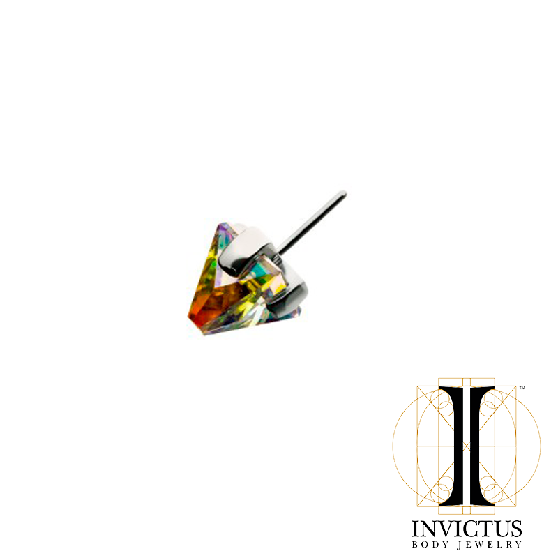 Titanium Threadless Swarovski Glass Pyramid Prong Set Top - REBELLIC