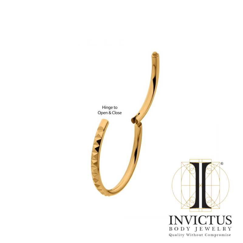 18g - 24Kt Gold PVD Titanium Pyramid Side Facing Hinged Segment Clicker