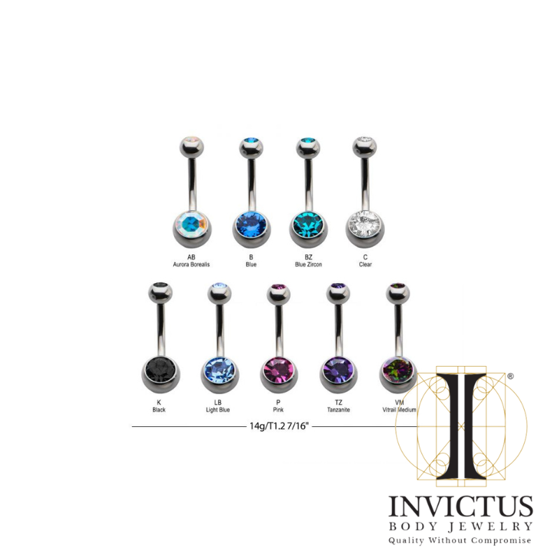 14g - 11.2mm Titanium Internally Threaded Swarovski Crystal Navel Bezel