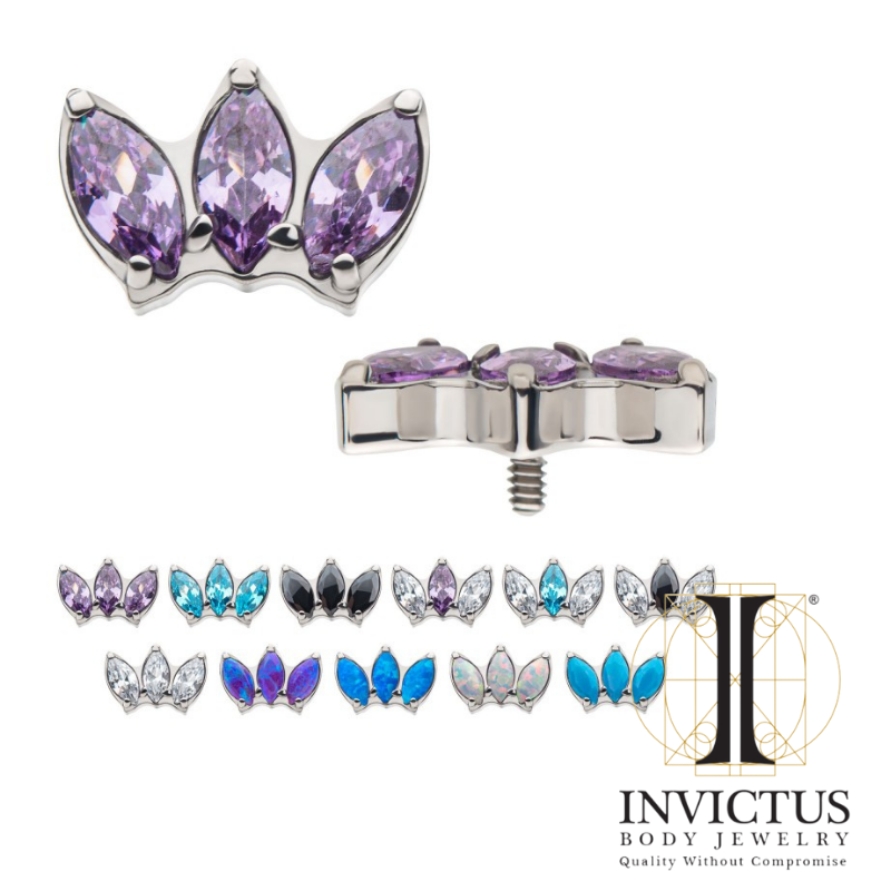 Titanium med indvendigt gevind Triple Marquise Ender