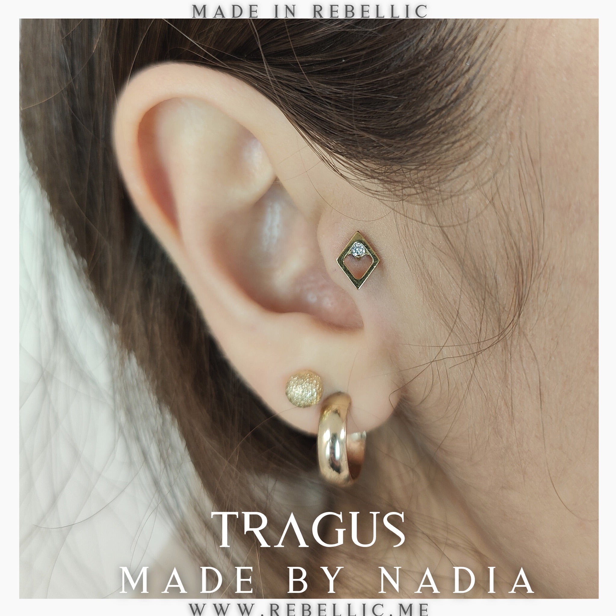 24Kt Gold PVD Titanium Diamond Shape Ends