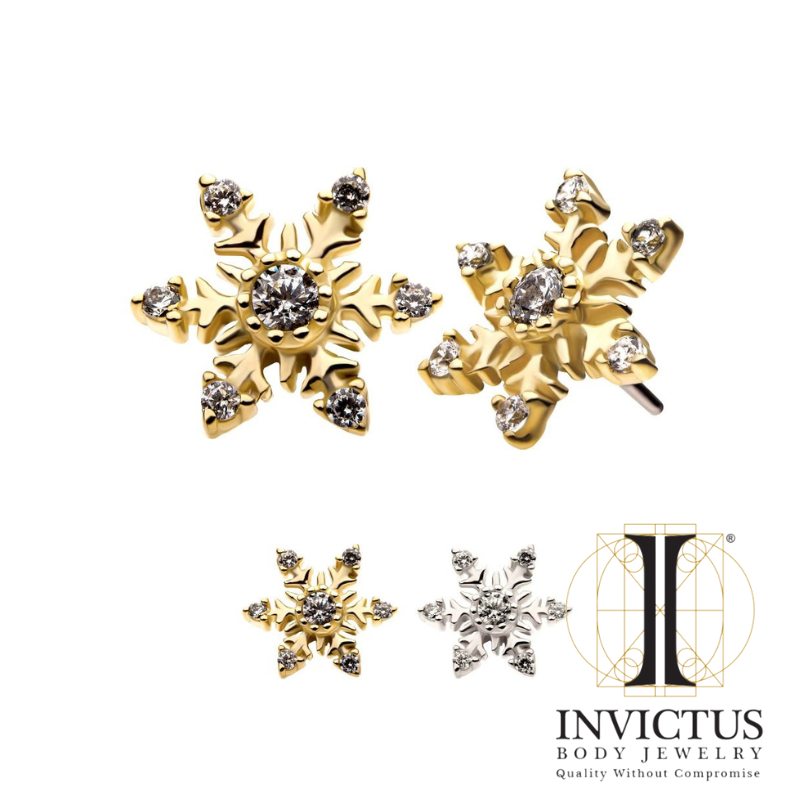 14Kt Gold Threadless Snowflake Ends