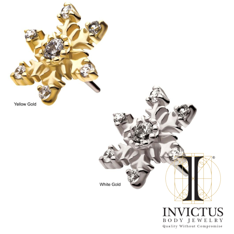 14Kt Gold Threadless Snowflake Ends