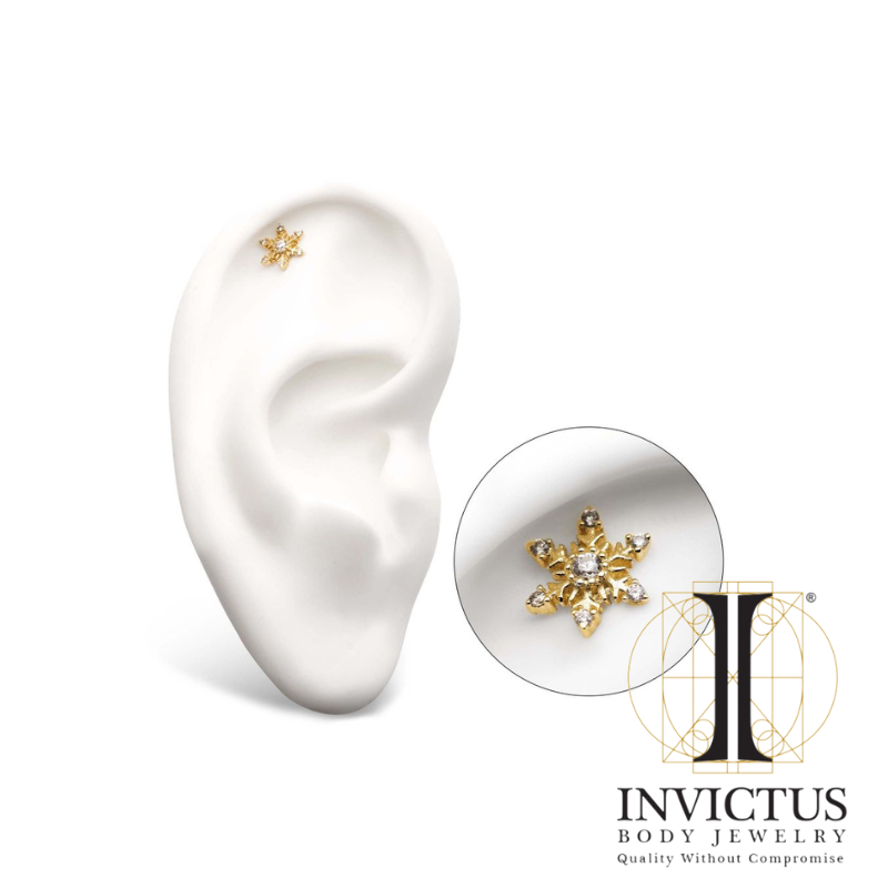 14Kt Gold Threadless Snowflake Ends