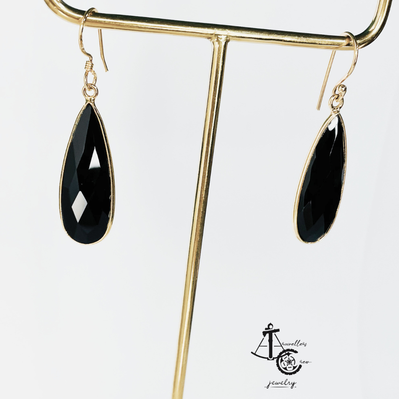 Earrings with Black Onyx (Pair) - Big