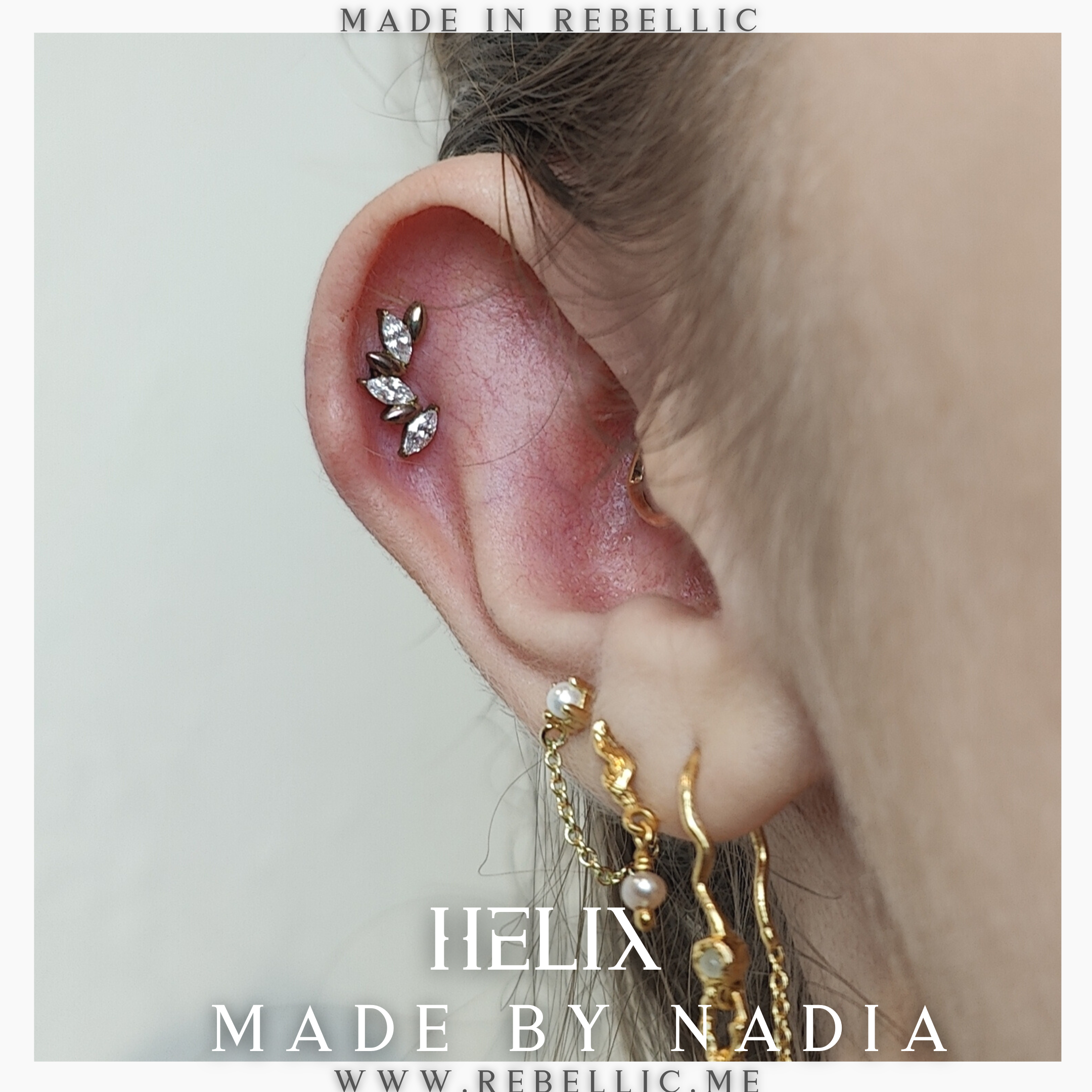 Titanium Oscillating Marquise CZ Cluster Ends