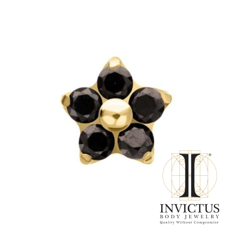 24Kt Gold PVD Titanium Threadless Flower Prong Set CZ Ends
