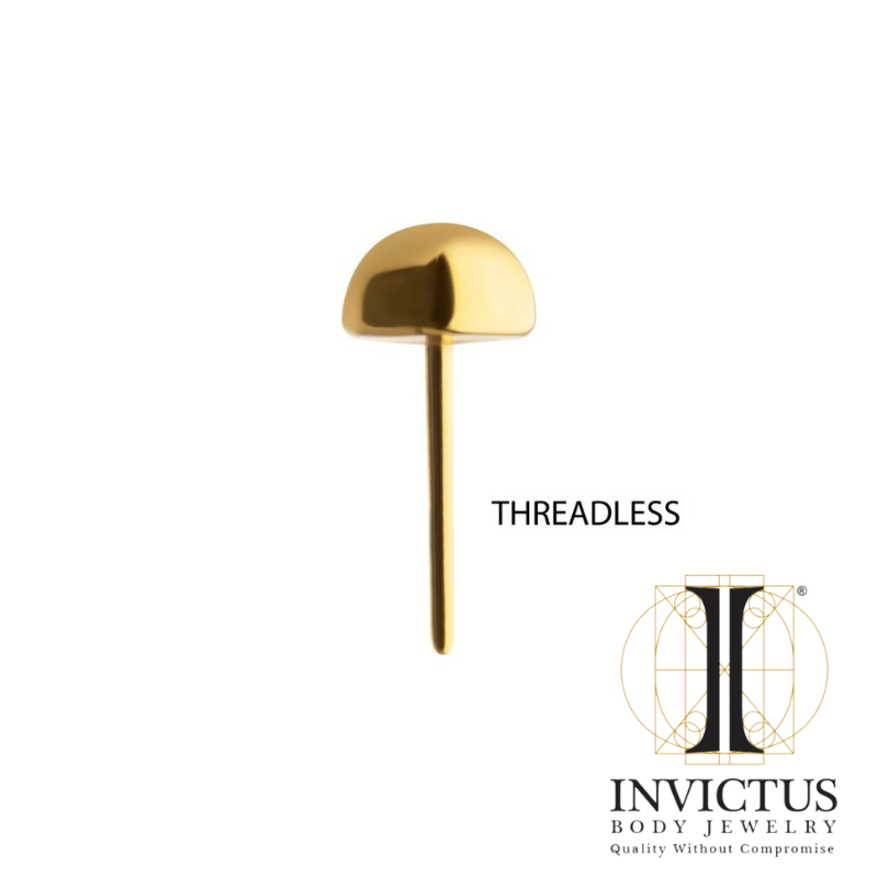 24Kt Gold PVD Titanium Threadless Dome Half Ball Ends
