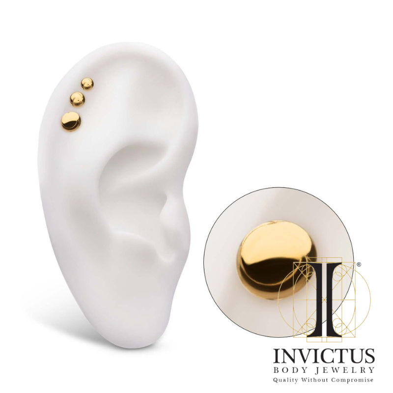 24Kt Gold PVD Titanium Threadless Dome Half Ball Ends