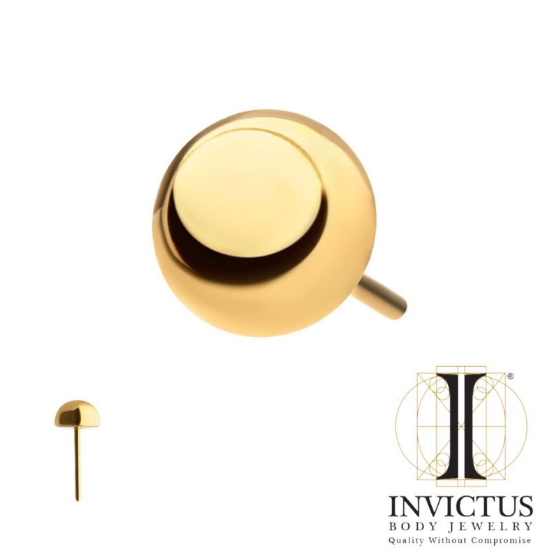 24Kt Gold PVD Titanium Threadless Dome Half Ball Ends