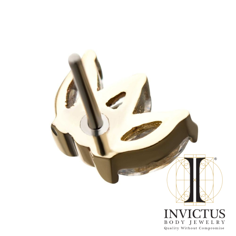 14Kt Gold Triple Marquise Cluster Threadless Ends