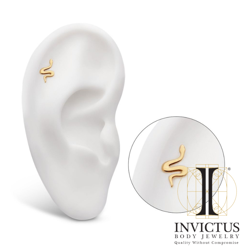 24Kt Gold PVD Titanium Threadless Snake Ends