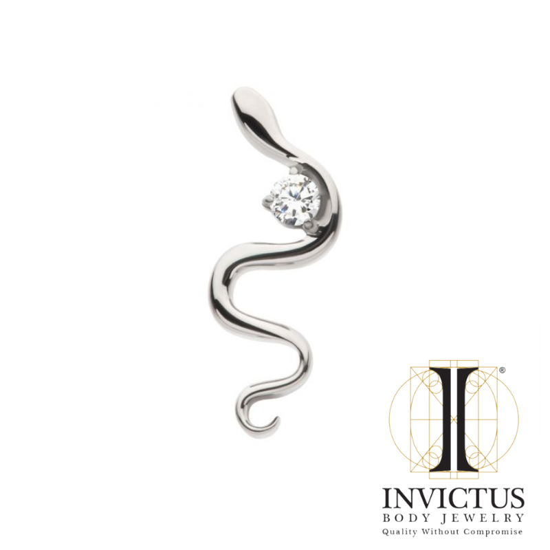 Titanium Snake with Prong CZ Gem Ends