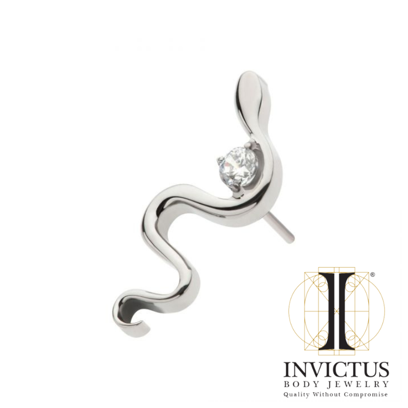 Titanium Snake with Prong CZ Gem Ends