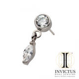 Titanium Round CZ with Dangle Marquise CZ Ends