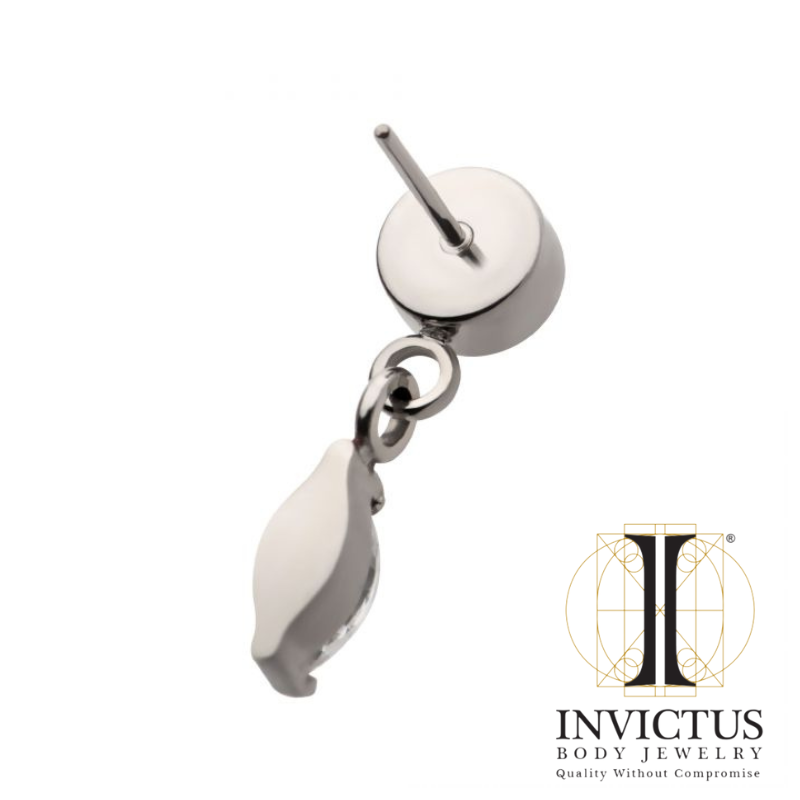 Titanium rund CZ med Dangle Marquise CZ ender