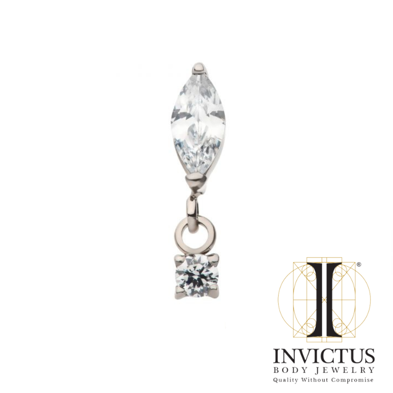 Titanium Marquise CZ with Dangle Round CZ Ends