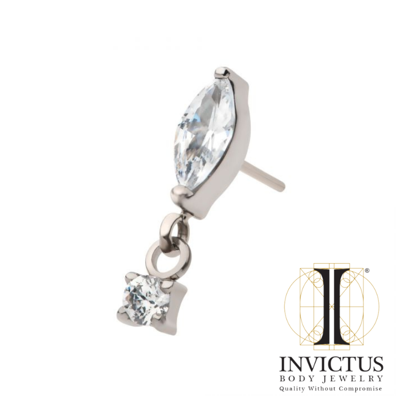 Titanium Marquise CZ med Dangle runde CZ ender