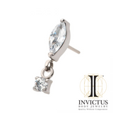 Titanium Marquise CZ with Dangle Round CZ Ends