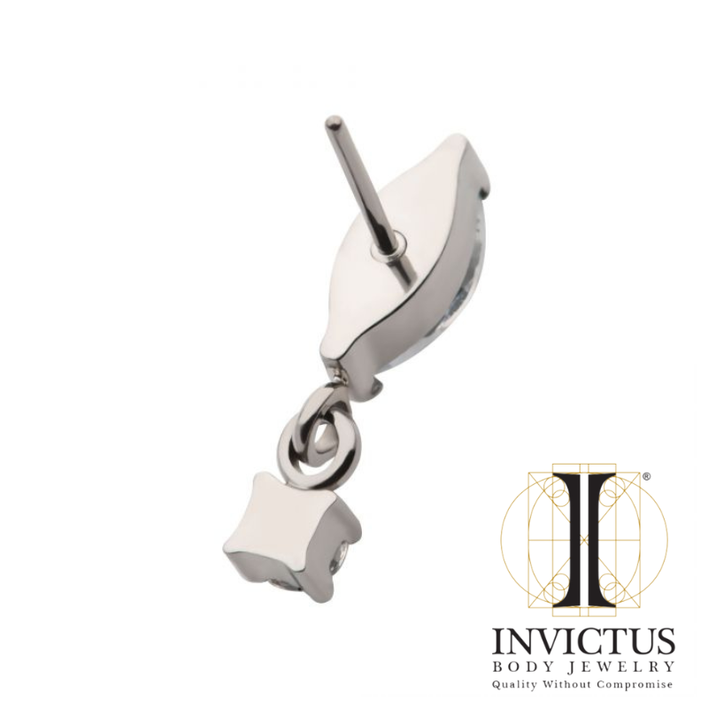 Titanium Marquise CZ with Dangle Round CZ Ends