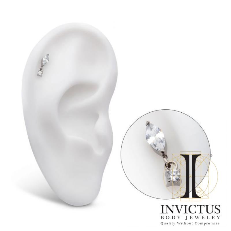 Titanium Marquise CZ med Dangle runde CZ ender