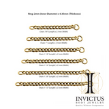 24Kt Gold PVD Titanium 2.1mm Curb Chain with 2 Rings