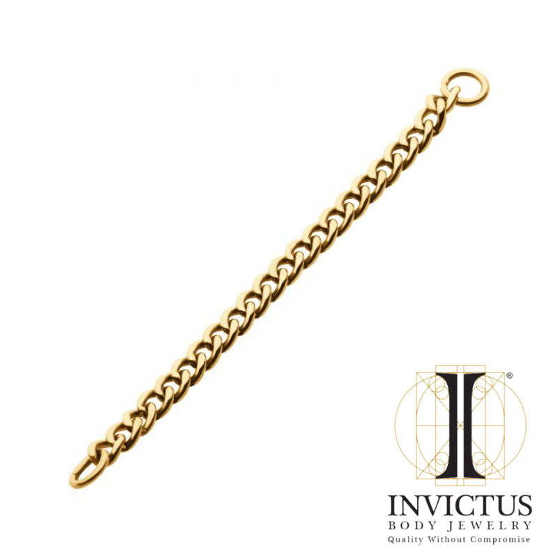 24Kt Gold PVD Titanium 2.1mm Curb Chain with 2 Rings