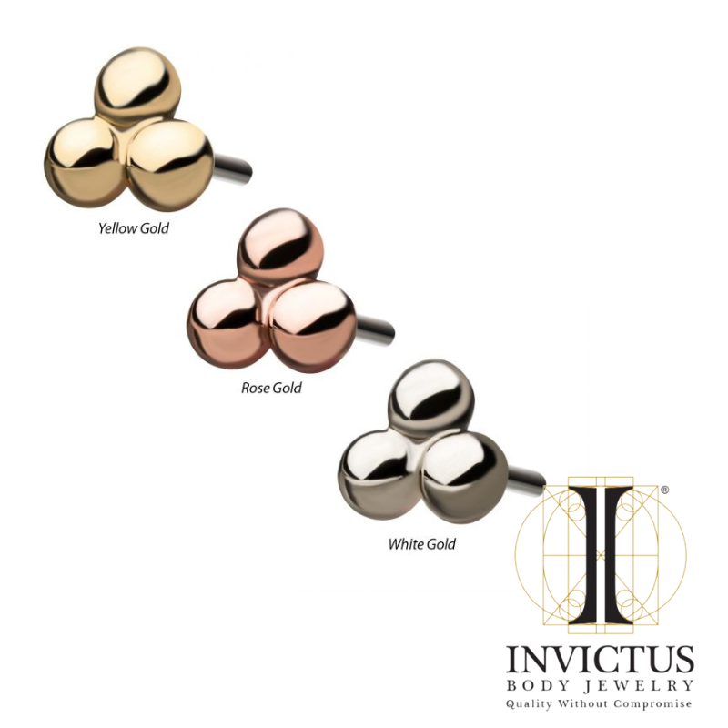14Kt Gold Threadless Trinity Ends