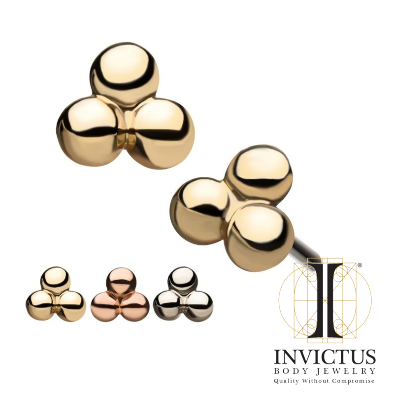 14Kt Gold Threadless Trinity Ends