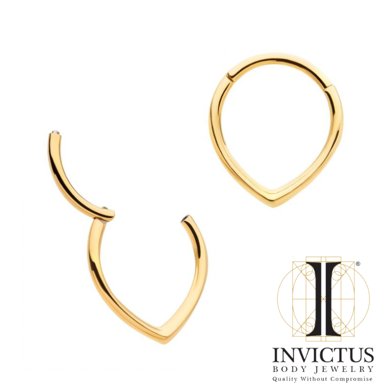 16g - 24Kt Gold PVD Titanium Teardrop Hinged Segment Clicker