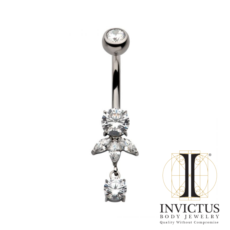 Navle Bezel &amp; Triple Marquise CZ Dangle