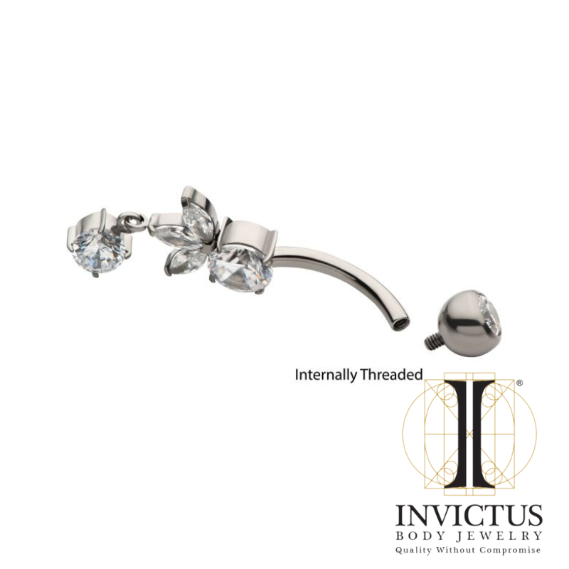 Navel Bezel & Triple Marquise CZ Dangle